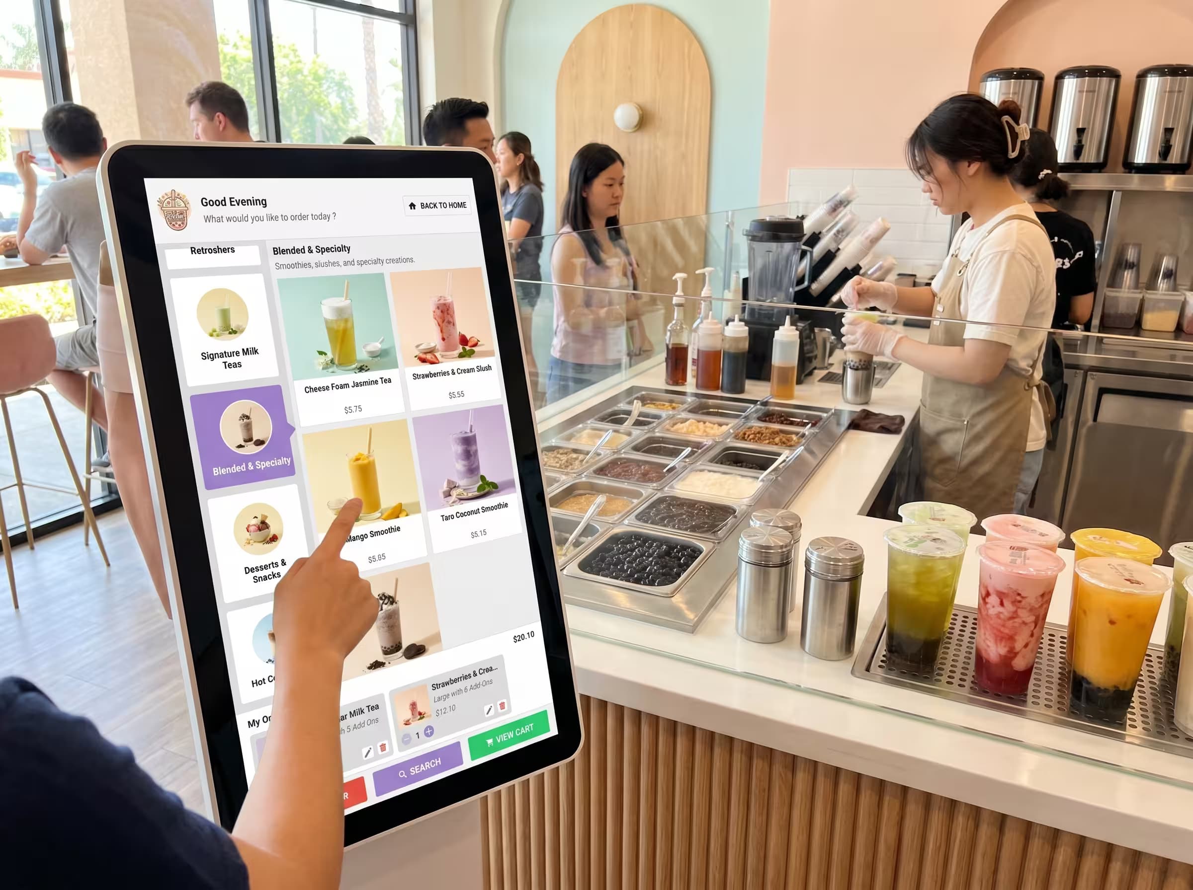 Applova Self Ordering Kiosk at a boba tea restaurant